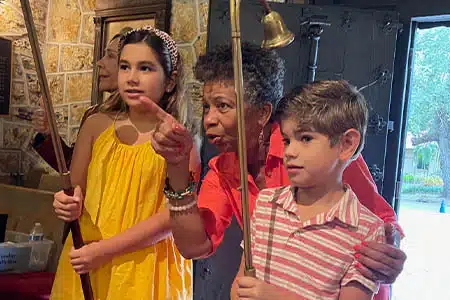 Children attending the church and helping